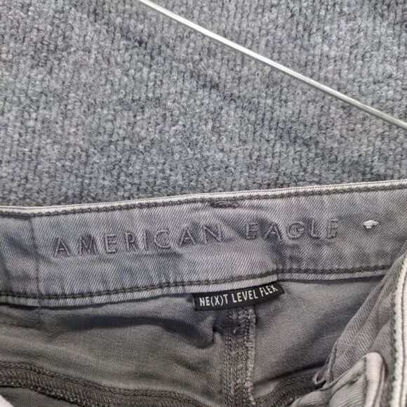 American Eagle Next Level Stretch Distressed Jeans Mens 28x34 Gray 5-Pocket - Picture 8 of 11